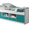 Lit Enfant Multi-rangement 90x200 Cm Bois Blanc Et Turquoise Bonny -Lexibook Magasin lit enfant multi rangement 90x200 cm bois blanc et turquoise bonny 5420070216623 693075