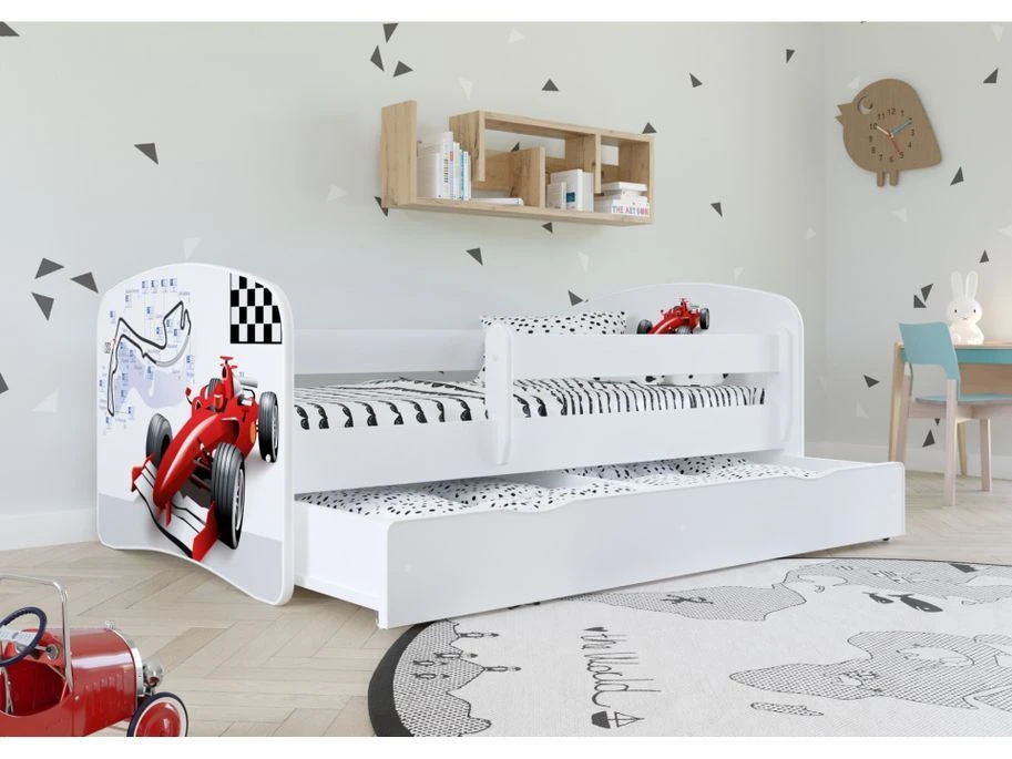 Lit Enfant Voiture De Course Avec Sommiers Et Barrière De Sécurité Amovible Drimy 5 Lit Enfant Voiture De Course Avec Sommiers Et Barrière De Sécurité Amovible Drimy – Image 3