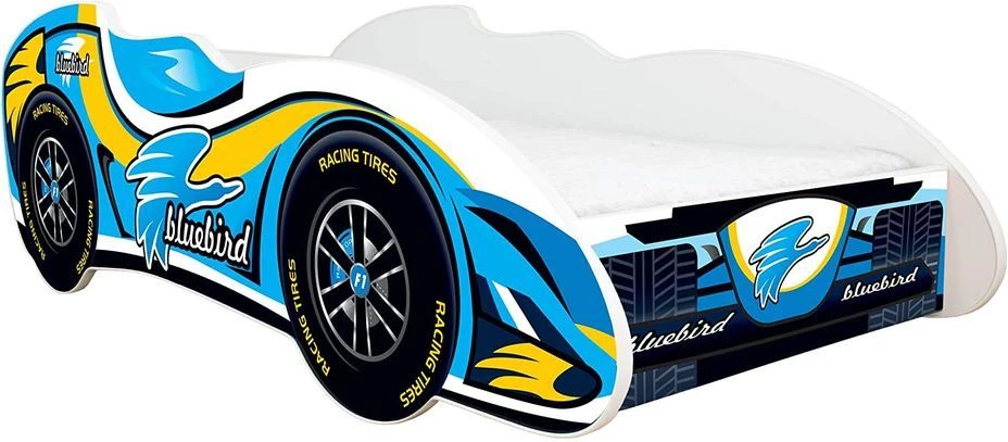 Lit Enfant Voiture F1 Blue Bird Bleu 70x140 Cm - Sommier Et Matelas Inclus 3 Lit Enfant Voiture F1 Blue Bird Bleu 70x140 Cm - Sommier Et Matelas Inclus