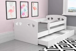 Lit Fille Orné De Cœurs Avec Barrière De Sécurité Amovible Blanc Myra -Lexibook Magasin lit fille orne de c urs avec barriere de securite amovible blanc myra 3666722174343 1223715