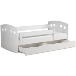 Lit Fille Orné De Cœurs Avec Barrière De Sécurité Amovible Blanc Myra -Lexibook Magasin lit fille orne de c urs avec barriere de securite amovible blanc myra 3666722174343 1223719