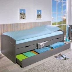 Lit Gigogne 4 Tiroirs Pin Massif Vernis Gris Eureka 90x200 Cm -Lexibook Magasin lit gigogne 4 tiroirs pin massif vernis gris eureka 90x200 cm 4010340862103 402375