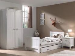 Lit Gigogne 90x200 Cm Bois Laqué Blanc Lewis -Lexibook Magasin lit gigogne 90x200 cm bois laque blanc lewis 5420070217828 690608