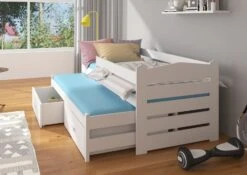 Lit Gigogne Blanc Et Gris Clair 2 Couchages 90x200 Cm Avec 2 Coffres De Rangement Kuska -Lexibook Magasin lit gigogne blanc et gris clair 2 couchages 90x200 cm avec 2 coffres de rangement kuska 3666722955966 1508521