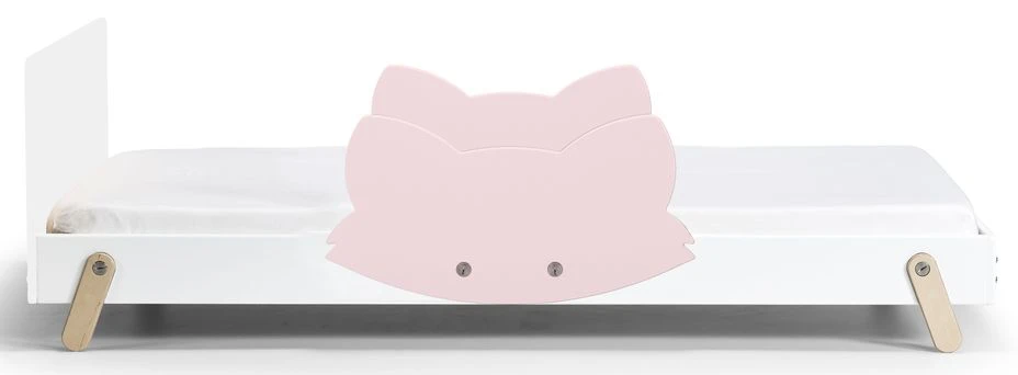 Lit Laqué Blanc à Motif Renard Rose Fox 90x190 Cm 3 Lit Laqué Blanc à Motif Renard Rose Fox 90x190 Cm