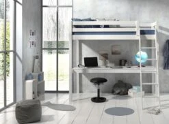 Lit Mezzanine 90x200 Cm Avec Bureau Pin Massif Blanc Pino -Lexibook Magasin lit mezzanine 90x200 cm avec bureau pin massif blanc pino 5420070235037 717156