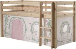 Lit Mezzanine 90x200 Cm Avec Tente Contra Pin Massif Clair Pino