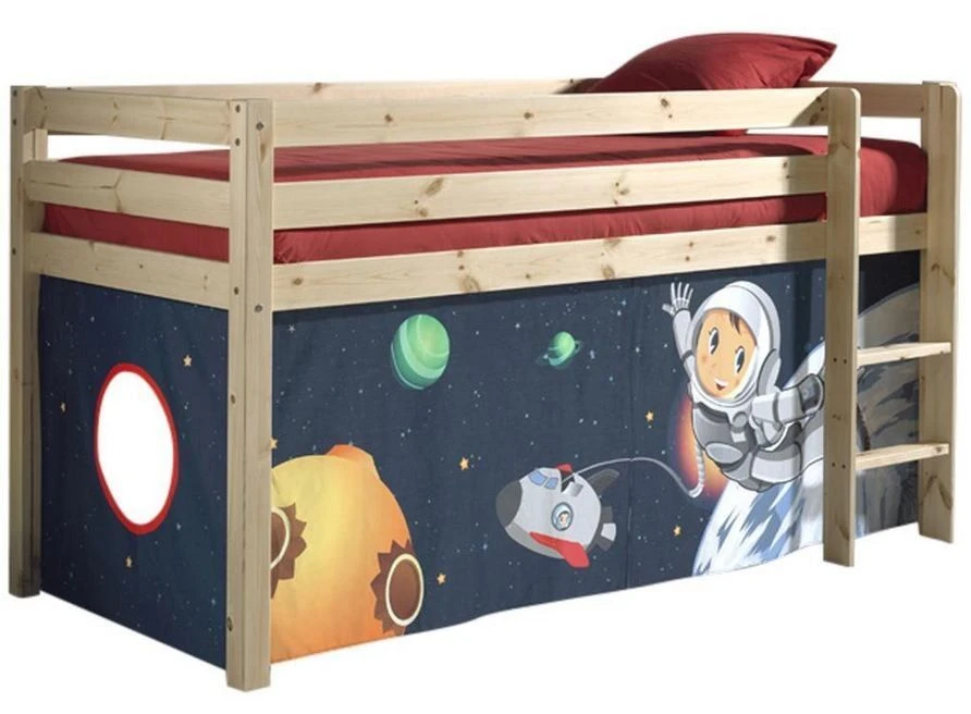 Lit Mezzanine 90x200 Cm Avec Tente Espace Pin Massif Clair Pino 3 Lit Mezzanine 90x200 Cm Avec Tente Espace Pin Massif Clair Pino