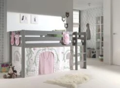 Lit Mezzanine 90x200 Cm Avec Tente Et 3 Pochettes Contra Pin Massif Gris Pino -Lexibook Magasin lit mezzanine 90x200 cm avec tente et 3 pochettes contra pin massif gris pino 5420070234634 697015