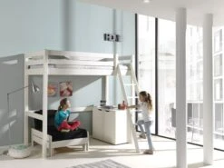 Lit Mezzanine 90x200 Cm Pin Massif Blanc Pino -Lexibook Magasin lit mezzanine 90x200 cm pin massif blanc pino 5420070226646 200726