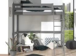 Lit Mezzanine 90x200 Cm Pin Massif Gris Pino -Lexibook Magasin lit mezzanine 90x200 cm pin massif gris pino 5420070234283 693060