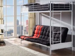 Lit Mezzanine Avec Banquette Métal Blanc 90x190 Ou 140x190 Cm Mezzaclic -Lexibook Magasin lit mezzanine avec banquette metal blanc 90x190 ou 140x190 cm mezzaclic 239145