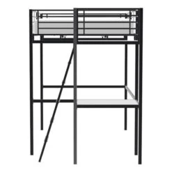 Lit Mezzanine Avec Bureau En Métal époxy - Noir - Sommier Inclus - 140x190 Cm - OXFORD -Lexibook Magasin lit mezzanine avec bureau en metal epoxy noir sommier inclus 140x190 cm oxford 3612408360654 759325
