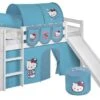 Lit Mezzanine Blanc Avec Toboggan Et Rideau Bleu Hello Kitty 90x190 Cm -Lexibook Magasin lit mezzanine blanc avec toboggan et rideau bleu hello kitty 90x190 cm 220475