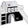 Lit Mezzanine Blanc Avec Toboggan Et Rideau Noir Pirate 90x190 Cm -Lexibook Magasin lit mezzanine blanc avec toboggan et rideau noir pirate 90x190 cm 221261