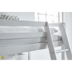 Lit Mezzanine Combiné - Bois Massif - Blanc Laqué - Sommier A Lattes Inclus - 90 X 200 Cm -Lexibook Magasin lit mezzanine combine bois massif blanc laque sommier a lattes inclus 90 x 200 cm 5706459141015 752783