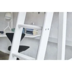 Lit Mezzanine Combiné - Bois Massif - Blanc Laqué - Sommier A Lattes Inclus - 90 X 200 Cm -Lexibook Magasin lit mezzanine combine bois massif blanc laque sommier a lattes inclus 90 x 200 cm 5706459141015 752784