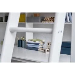 Lit Mezzanine Combiné - Bois Massif - Blanc Laqué - Sommier A Lattes Inclus - 90 X 200 Cm 2 -Lexibook Magasin lit mezzanine combine bois massif blanc laque sommier a lattes inclus 90 x 200 cm 5706459141022 759322