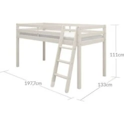 Lit Mi-hauteur Enfant - 90 X 190 Cm - Pin Massif Blanchi - Sommier Inclus - Andrus -Lexibook Magasin lit mi hauteur enfant 90 x 190 cm pin massif blanchi sommier inclus andrus 5703546068675 1128242