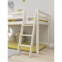 Lit Mi-hauteur Enfant - 90 X 190 Cm - Pin Massif Blanchi - Sommier Inclus - Andrus -Lexibook Magasin lit mi hauteur enfant 90 x 190 cm pin massif blanchi sommier inclus andrus 5703546068675 1128244