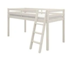 Lit Mi-hauteur Enfant - 90 X 190 Cm - Pin Massif Blanchi - Sommier Inclus - Andrus