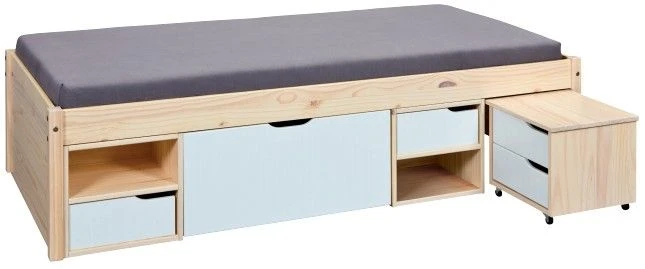 Lit Multi-rangement Pin Massif Clair Et Blanc Jam 80 3 Lit Multi-rangement Pin Massif Clair Et Blanc Jam 80