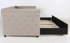 Lit Gigogne Velours Taupe Capitonné Mark 90x190 Cm -Lexibook Magasin lit simple gigogne garry velours taupe 3327480052938 558373