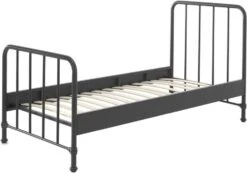 Lit Simple Métal Noir Mat Bronx 90x200 Cm