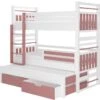 Lit Superposé 3 Couchages Avec 2 Tiroirs De Rangement Blanc Et Rose 90x200 Cm Niko -Lexibook Magasin lit superpose 3 couchages avec 2 tiroirs de rangement blanc et rose 90x200 cm niko 3666722953856 1507846