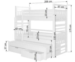 Lit Superposé 3 Couchages Avec 2 Tiroirs De Rangement Bois Oak 90x200 Cm Niko -Lexibook Magasin lit superpose 3 couchages avec 2 tiroirs de rangement bois oak 90x200 cm niko 3666722953825 1507833
