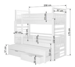 Lit Superposé 3 Couchages Avec 2 Tiroirs De Rangement Rose 90x200 Cm Niko -Lexibook Magasin lit superpose 3 couchages avec 2 tiroirs de rangement rose 90x200 cm niko 3666722953788 1507837