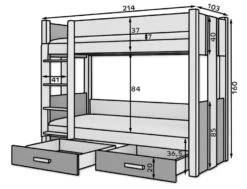 Lit Superposé Blanc Et Bois Sonoma 2 Couchages 80x180 Cm Ou 90x200 Cm Avec Tiroirs De Rangement Luka -Lexibook Magasin lit superpose blanc et bois sonoma 2 couchages 80x180 cm ou 90x200 cm avec tiroirs de rangement luka 3666722953627 1511671