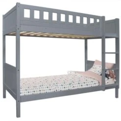 Lit Superposé Pin Massif Gris Angelie 90x190 Cm