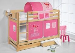 Lit Superposés Pin Massif Et Rideau Rose Fée 9 Lit Superposés Pin Massif Et Rideau Rose Fée -Lexibook Magasin lit superposes pin massif et rideau rose fee 74519