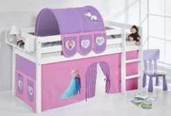 Lit Surélevé Blanc Laqué Rideau Princesses 90x190cm -Lexibook Magasin lit sureleve blanc laque rideau princesses 90x190cm 106863