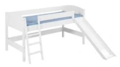 Lit Surélevé Blanc Laqué Toboggan IDA- Rideau Pirate Noir -Lexibook Magasin lit sureleve blanc laque toboggan ida rideau pirate noir 75080