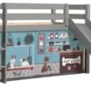 Lit Toboggan 90x200 Cm Avec Tente Animaux Pin Massif Gris Pino -Lexibook Magasin lit toboggan 90x200 cm avec tente animaux pin massif gris pino 5420070236713 712503