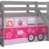 Lit Toboggan 90x200 Cm Avec Tente Bus Princesse Pin Massif Gris Pino -Lexibook Magasin lit toboggan 90x200 cm avec tente bus princesse pin massif gris pino 5420070234764 712412