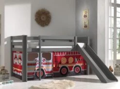 Lit Toboggan 90x200 Cm Avec Tente Camion Pompier Pin Massif Gris Pino -Lexibook Magasin lit toboggan 90x200 cm avec tente camion pompier pin massif gris pino 5420070236676 712455