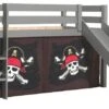 Lit Toboggan 90x200 Cm Avec Tente Pirate Marron Pin Massif Gris Pino -Lexibook Magasin lit toboggan 90x200 cm avec tente pirate marron pin massif gris pino 5420070236683 712470