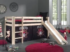Lit Toboggan 90x200 Cm Avec Tente Pirate Noir Pin Massif Clair Pino -Lexibook Magasin lit toboggan 90x200 cm avec tente pirate noir pin massif clair pino 5420070212885 697162