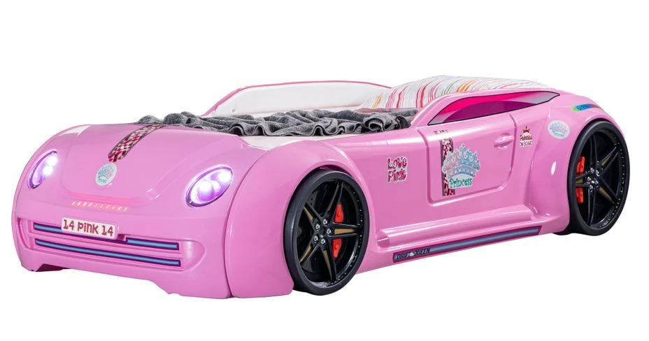 Lit Voiture Pour Fille Lover Rose à Led Et Bruitage 90x190 Cm 8 Lit Voiture Pour Fille Lover Rose à Led Et Bruitage 90x190 Cm – Image 6