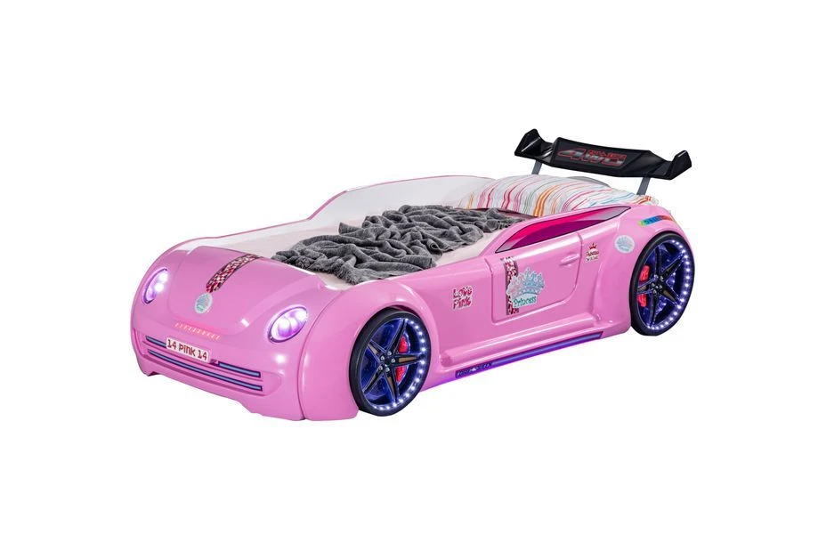 Lit Voiture Pour Fille Lover Rose à Led Et Bruitage 90x190 Cm 11 Lit Voiture Pour Fille Lover Rose à Led Et Bruitage 90x190 Cm – Image 9