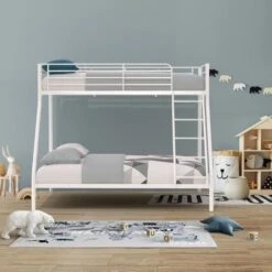 Lits Superposés En Métal - Argent - Sommiers Inclus - 90/140 X 190 Cm - BRUCE -Lexibook Magasin lits superposes en metal argent sommiers inclus 90 140 x 190 cm bruce 3612400210735 453541