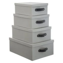 Lot De 4 Boîtes De Rangement - Gris