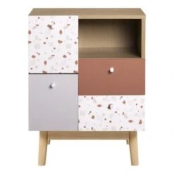 Meuble De Rangement 4 Tiroirs - En Panneaux De Particules Avec Piétement En Bois Massif - GARDENIA -Lexibook Magasin meuble de rangement 4 tiroirs en panneaux de particules avec pietement en bois massif gardenia 3612408024815 599192