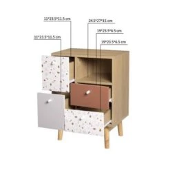 Meuble De Rangement 4 Tiroirs - En Panneaux De Particules Avec Piétement En Bois Massif - GARDENIA -Lexibook Magasin meuble de rangement 4 tiroirs en panneaux de particules avec pietement en bois massif gardenia 3612408024815 599194
