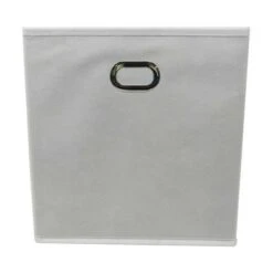 MODULOSTORAGE Tiroir De Rangement - Tissu - Poignée Métal - 27x27x28 Cm - Blanc