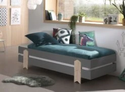 Pack De 4 Lits Empilables Pin Massif Gris Et Bois Clair Ridulo 90x200 Cm -Lexibook Magasin pack de 4 lits empilables pin massif gris et bois clair modulo 90x200 cm 5420070236973 695245