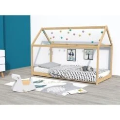 PANDA Lit Enfant Cabane - Style Junior - Bois Pin Massif Naturel - Sommier En Bois épicéa Inclus - L 90 X L 190 Cm -Lexibook Magasin panda lit enfant cabane style junior bois pin massif naturel sommier en bois epicea inclus l 90 x l 190 cm 3514230022376 452549